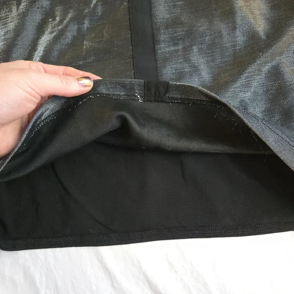 Arden B Metallic 90s Y2K Silver Cutout Black Trim Mini Dress NAT1 - Picture 4 of 11